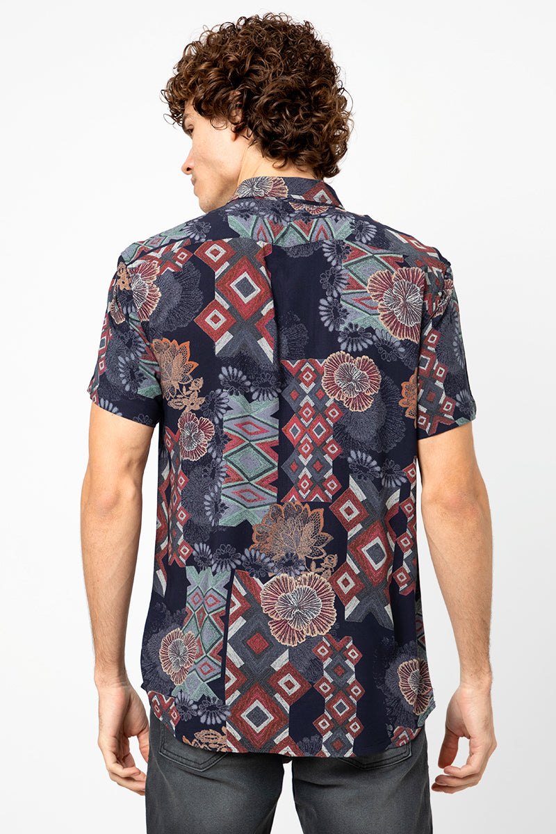 Red Vintage Floral Print Shirt - SNITCH