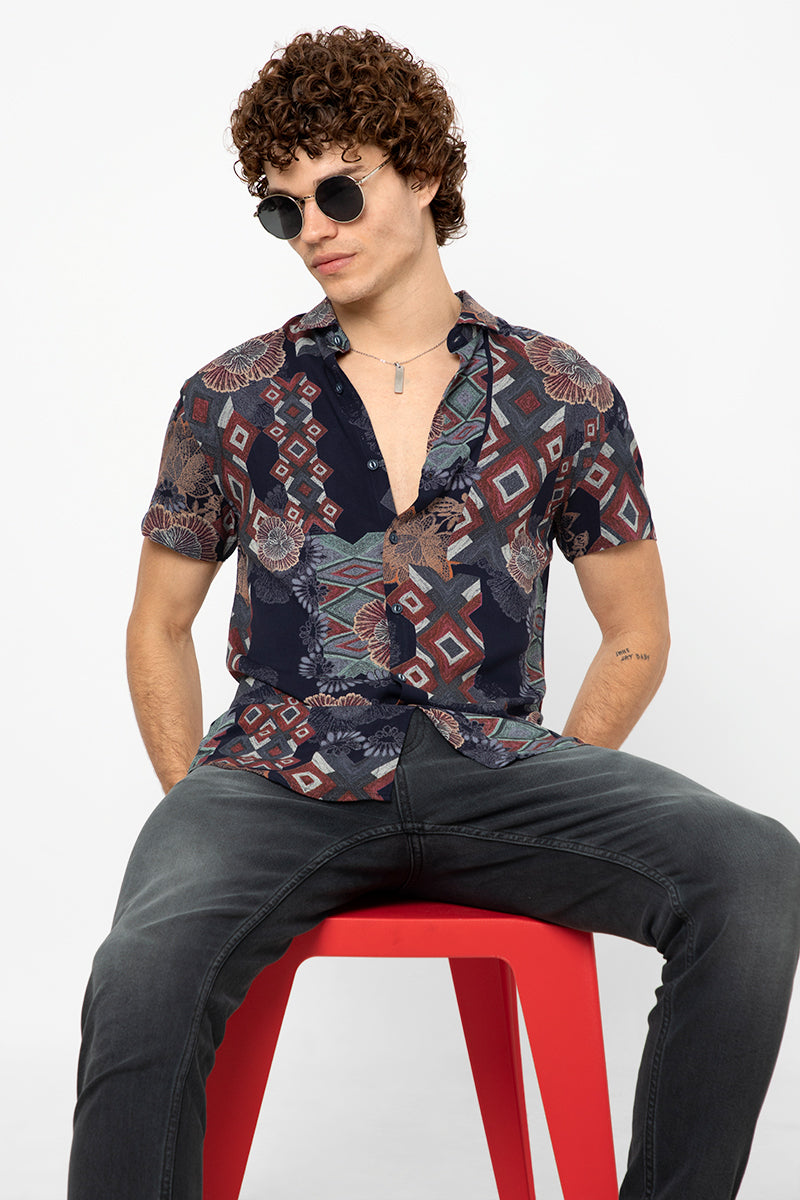 Red Vintage Floral Print Shirt - SNITCH