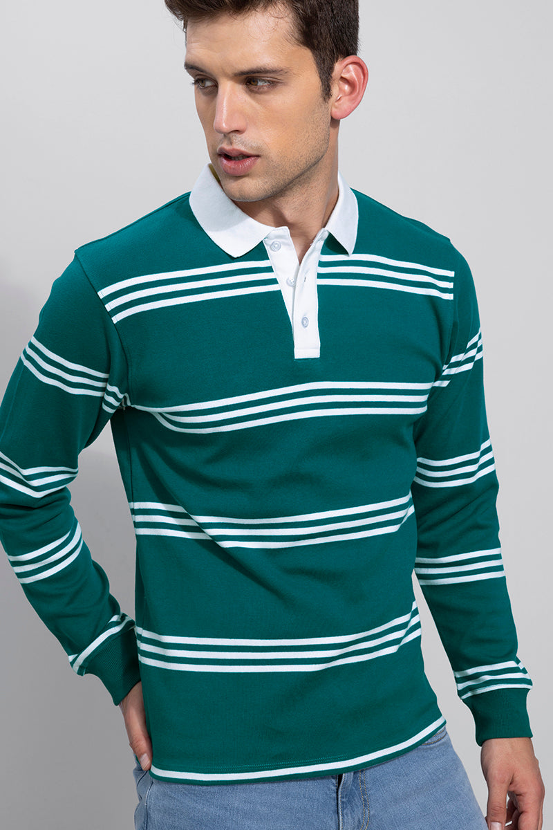 Buy Men's Rugby Teal Green Polo T-Shirt Online | SNITCH