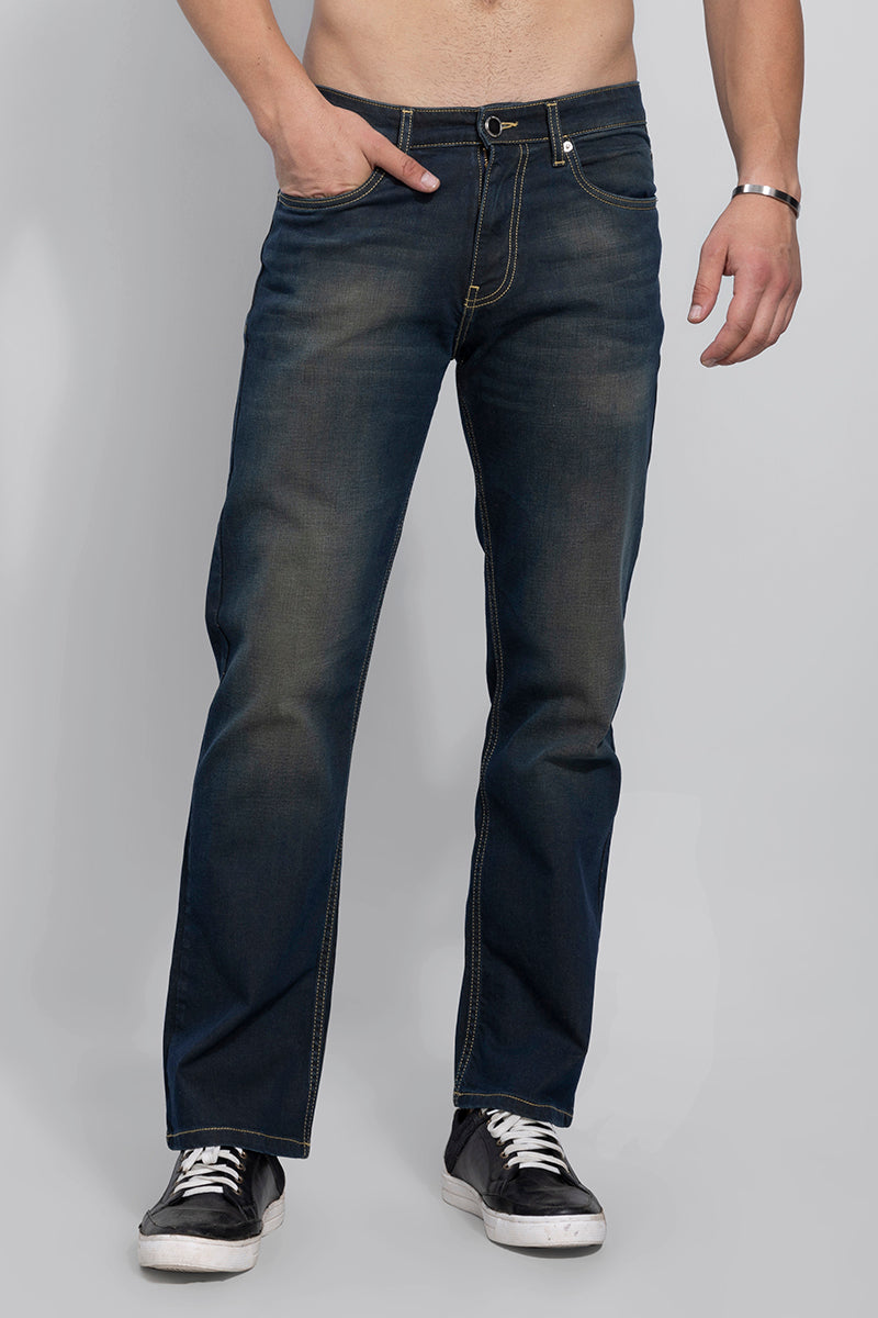 Dusty Grunge Blue Bootcut Jeans