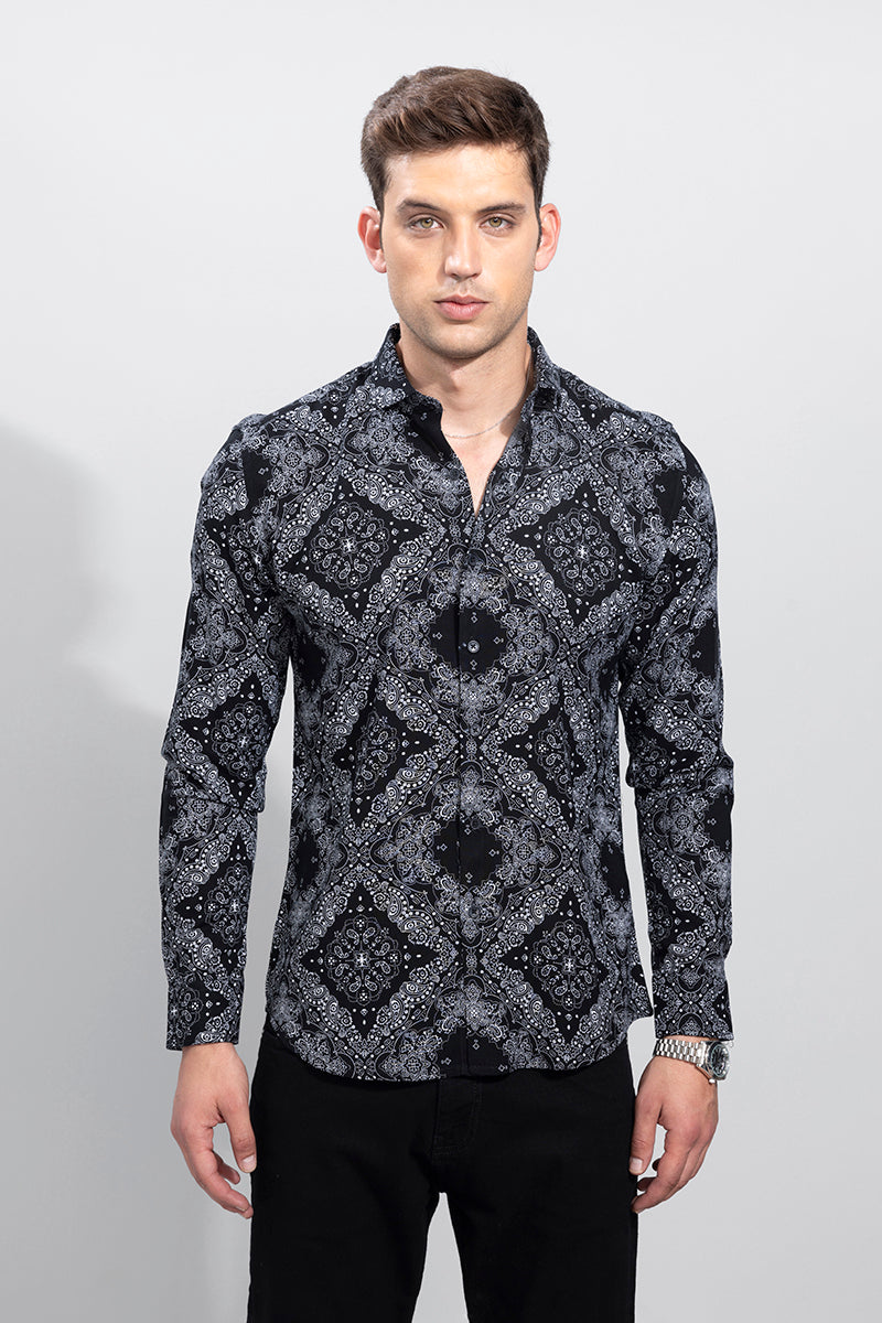 Buy Men's Ornamental Arcade Black Shirt Online | SNITCH