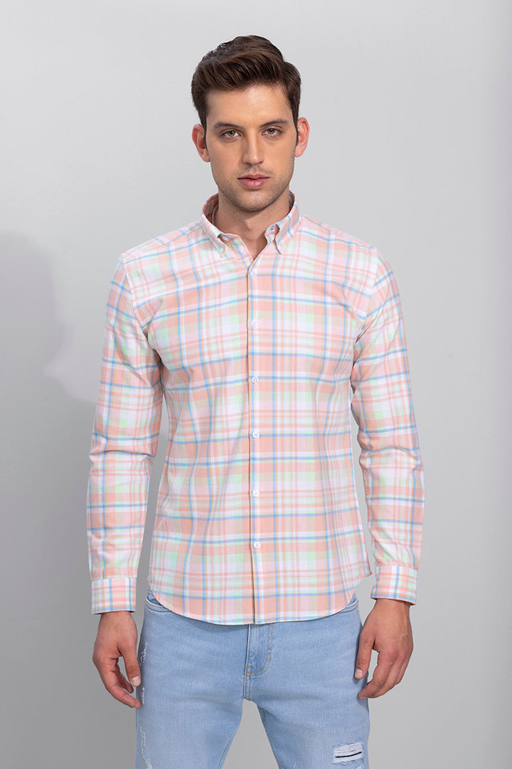 Buy Men's Normy Baby Pink Checks Shirt Online | SNITCH