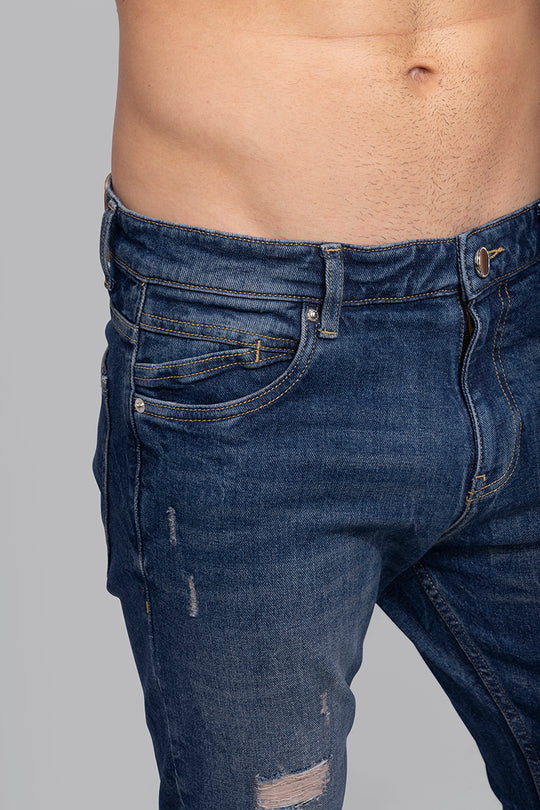 Buy Men's Noah Grunge Blue Skinny Jeans Online | SNITCH