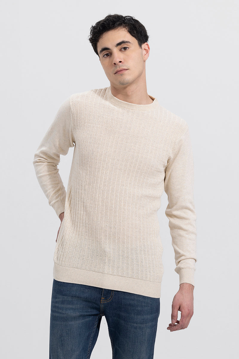 Ribbed cream sweater sales