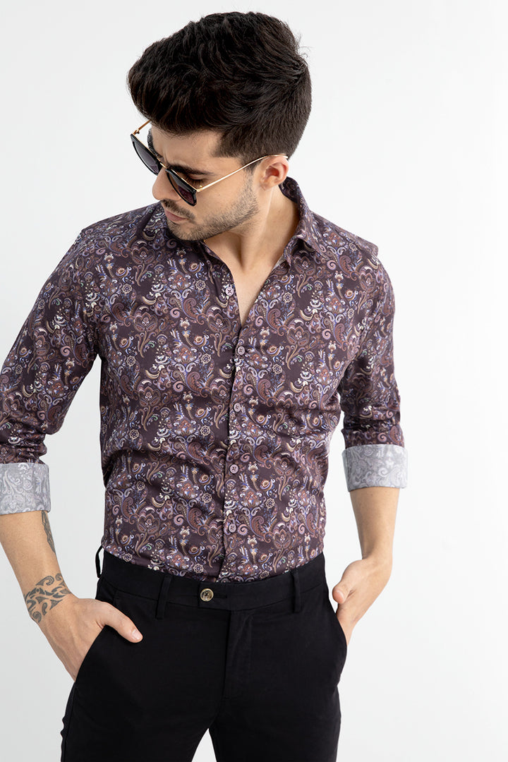 Indonesian Paisley Brown Shirt - SNITCH