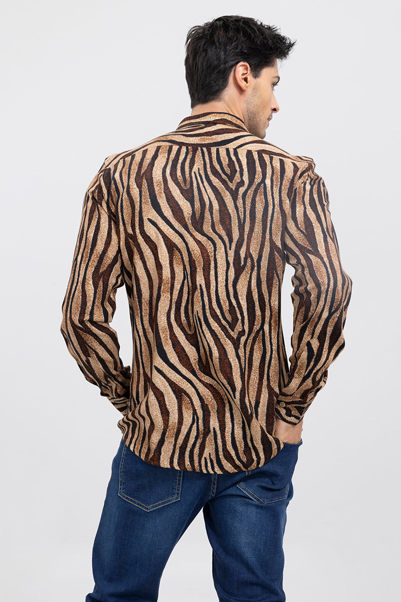 Tiger Skin Print Dark Brown Shirt