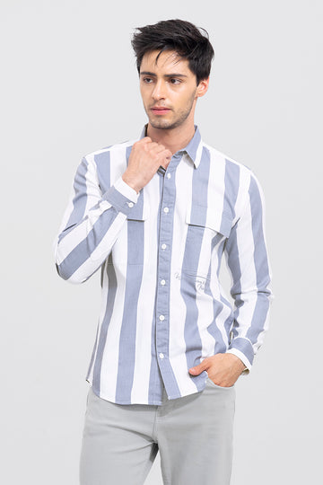Buy Men's Mark Florentine Blue Stripe Shirt Online | SNITCH