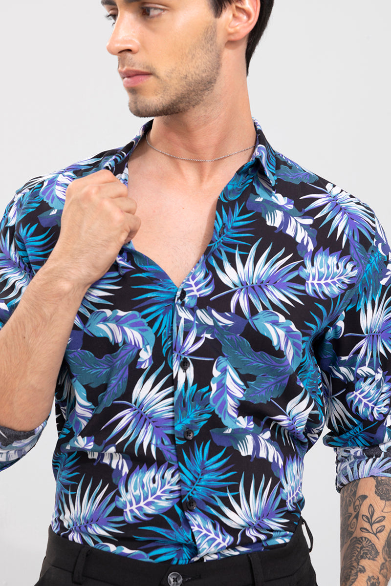 Tropic Palm Blue Shirt
