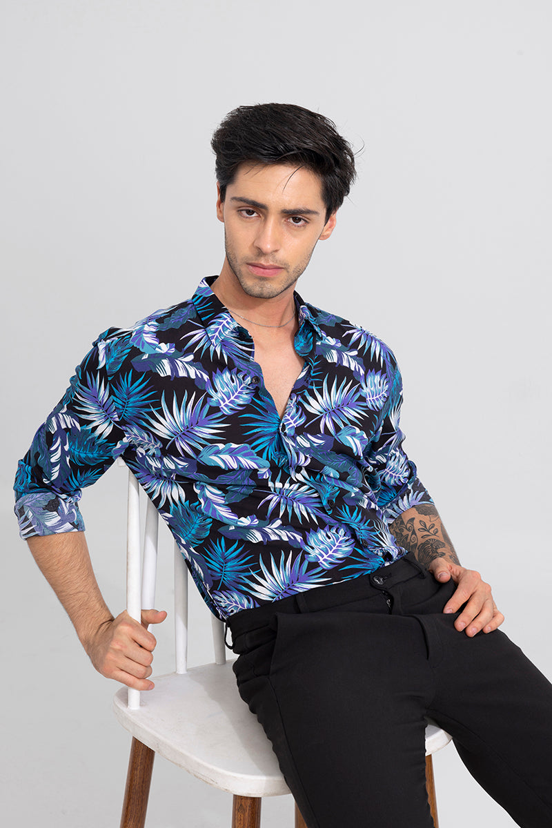 Tropic Palm Blue Shirt