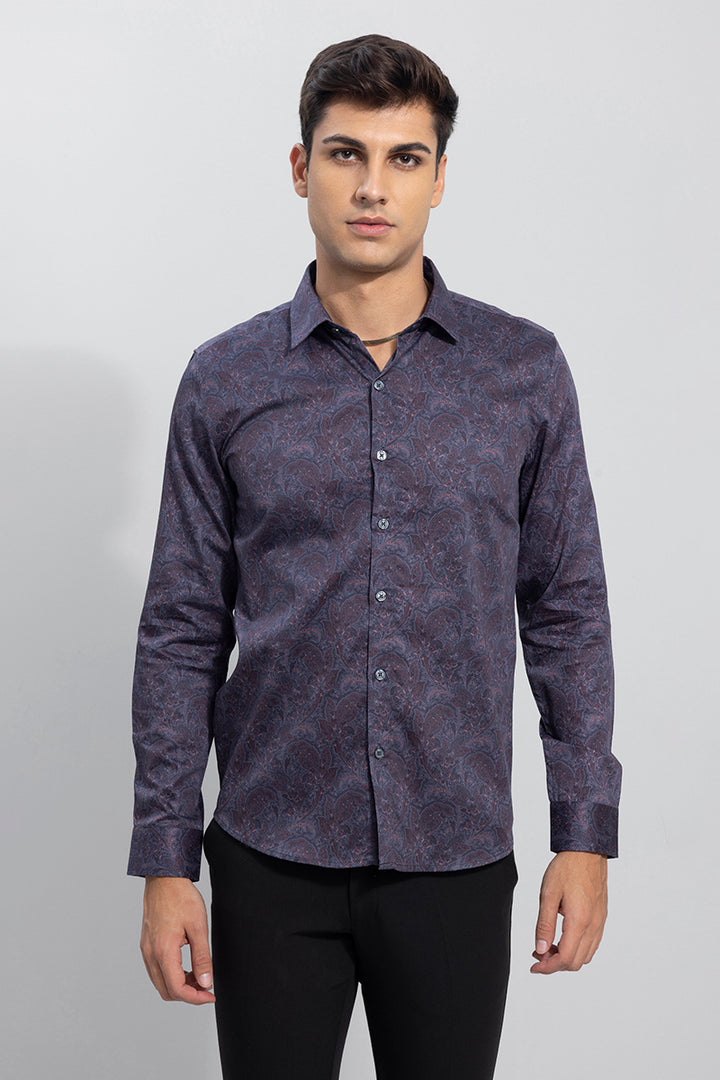 Traditional Purple Printed Shirt