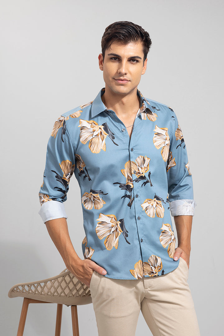 Tropical Blue Printed Shirt