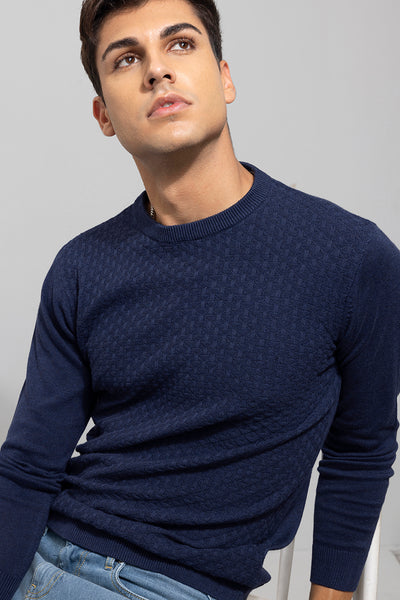 Buy Men's Melow Navy Sweater Online | SNITCH
