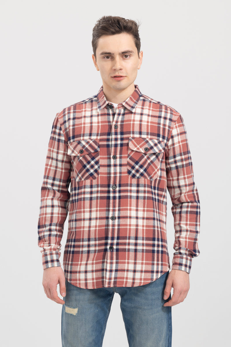 Relaxed Fit Red Checks Shirt