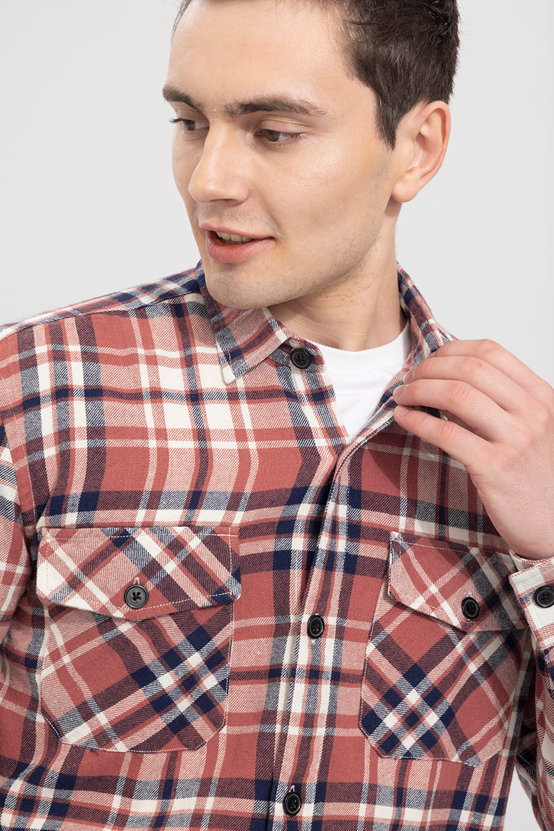 Relaxed Fit Red Checks Shirt