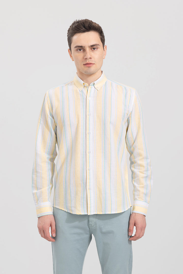 Blazing Stripe Yellow Linen Shirt