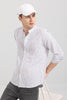 Mini Collar White Stripe Linen Shirt