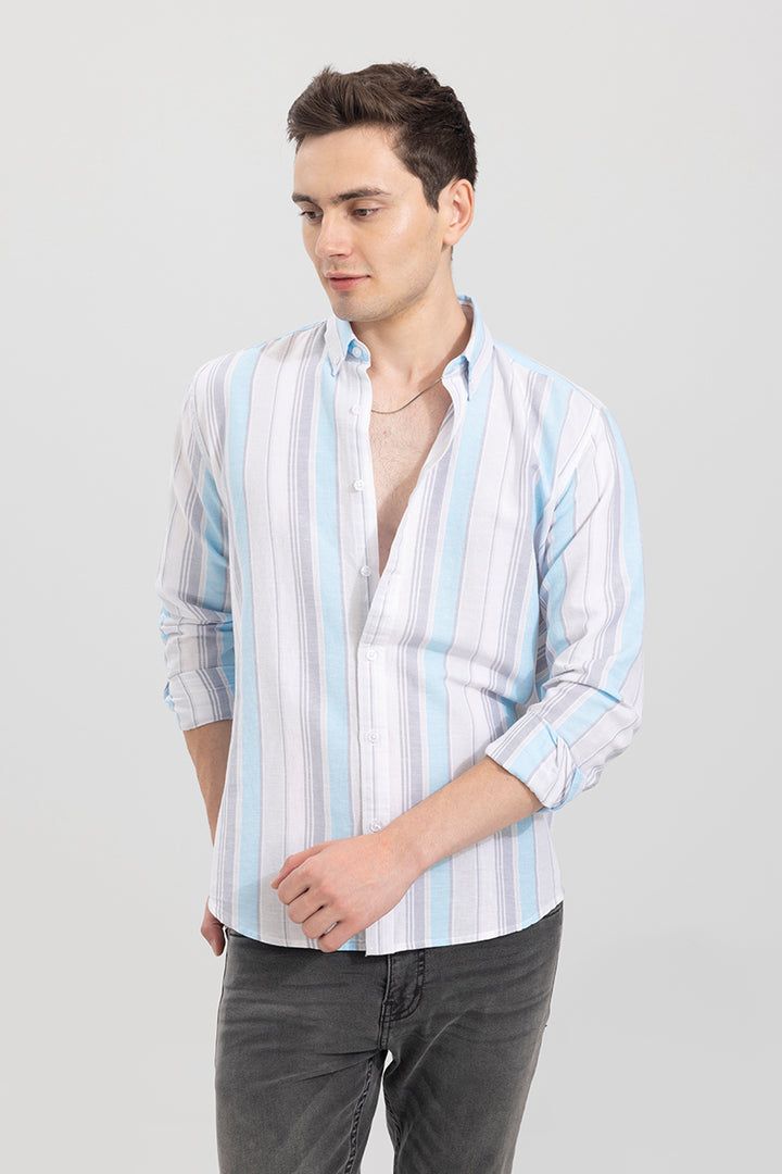 Blazing Stripe Blue Linen Shirt