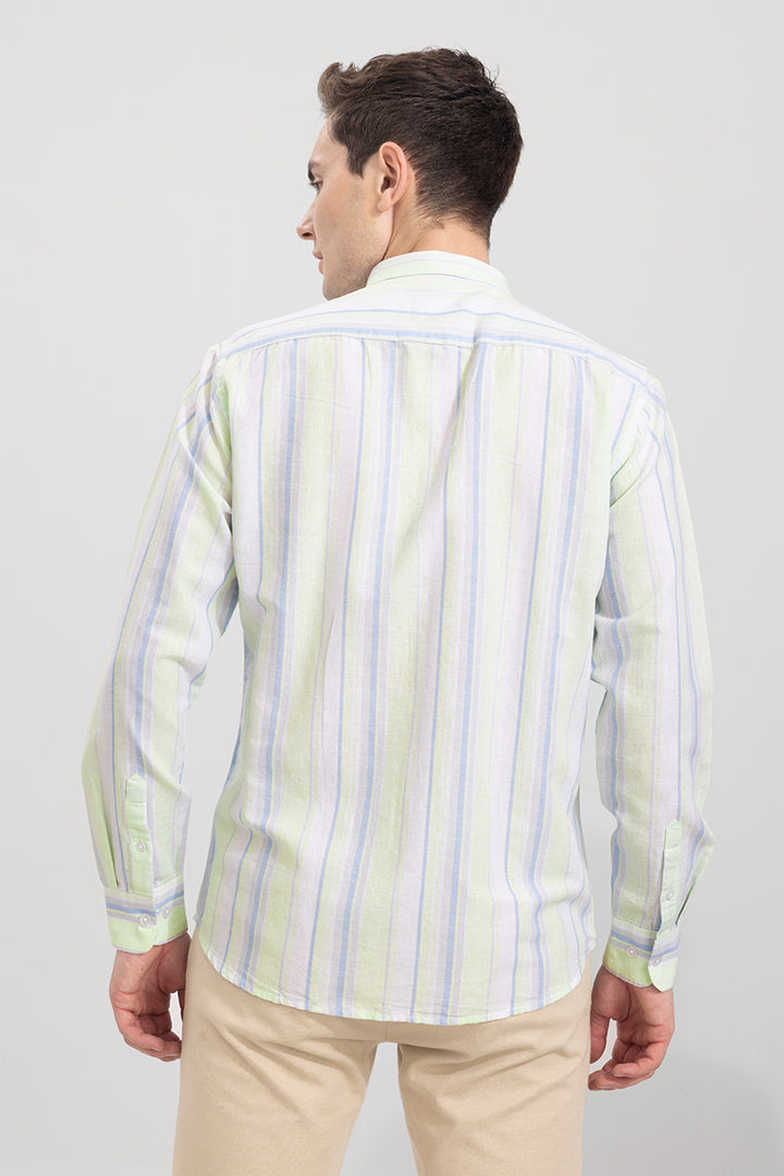 Blazing Stripe Green Linen Shirt