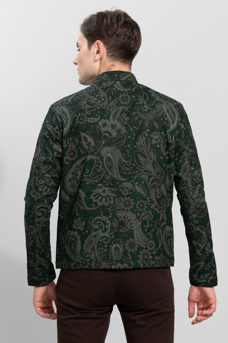 Urbane Paisley Green Printed Jacket