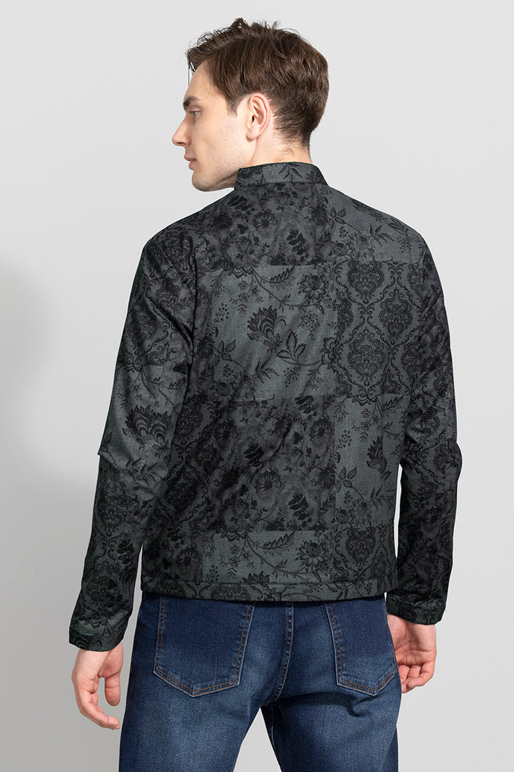 Floral Trellis Grey Printed Jacket