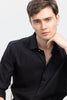 Horizontal Chord Stripe Black Shirt