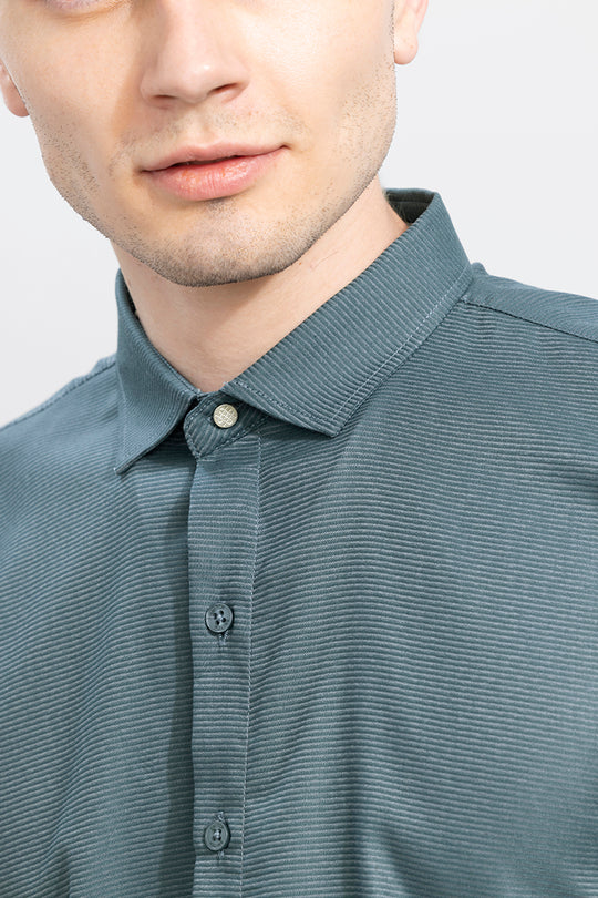 Buy Men's Horizontal Chord Stripe Green Shirt Online | SNITCH