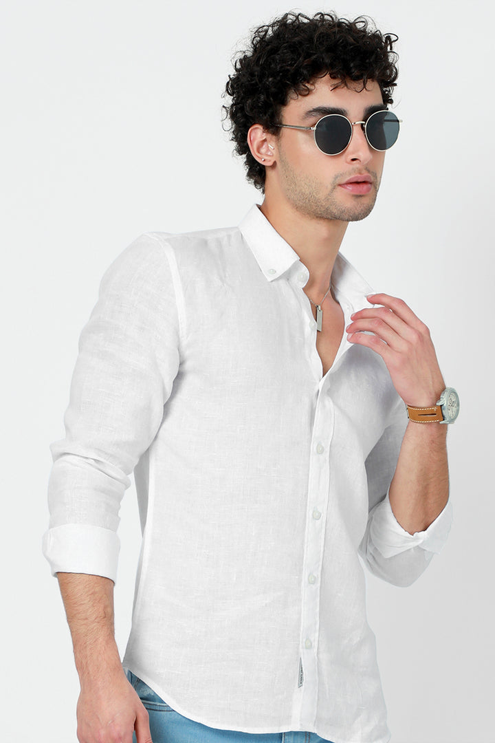 Slender White Linen Shirt - SNITCH