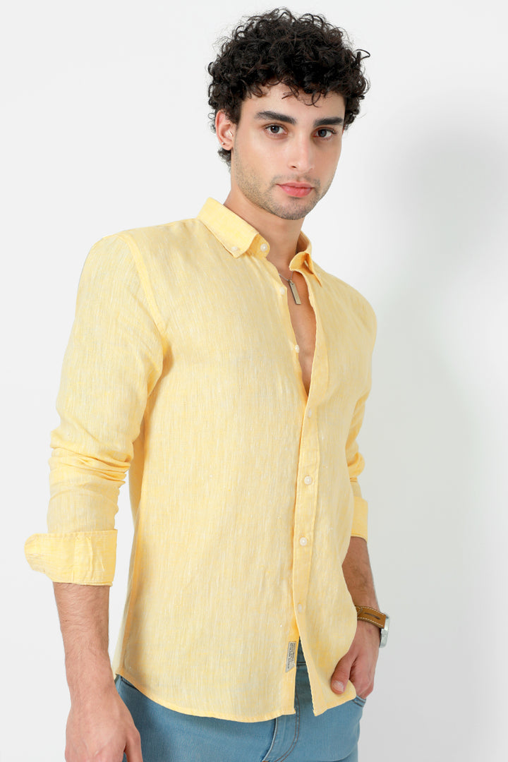 Slender Yellow Linen Shirt - SNITCH