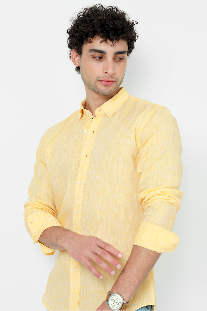 Slender Yellow Linen Shirt - SNITCH