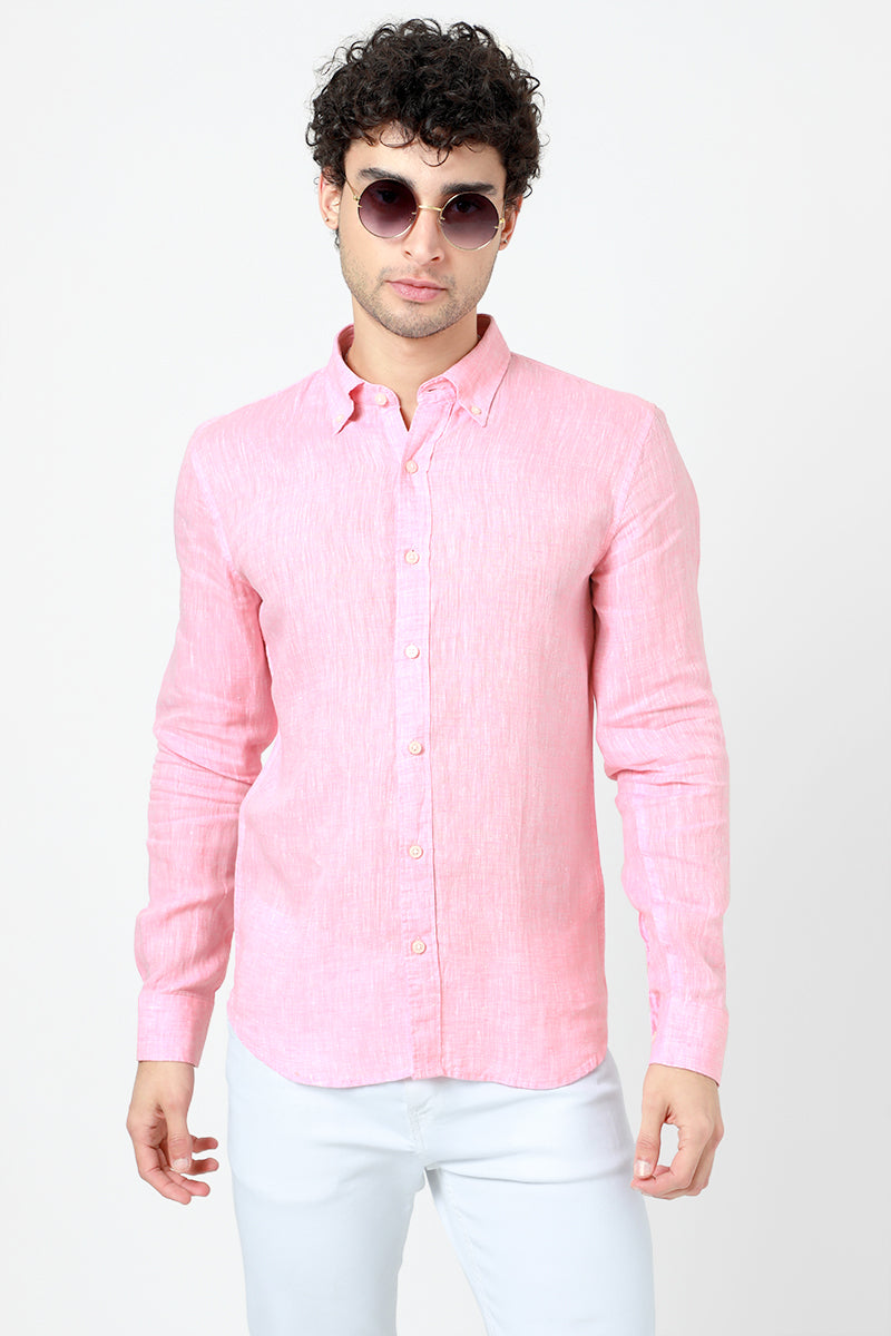 Slender Pink Linen Shirt - SNITCH