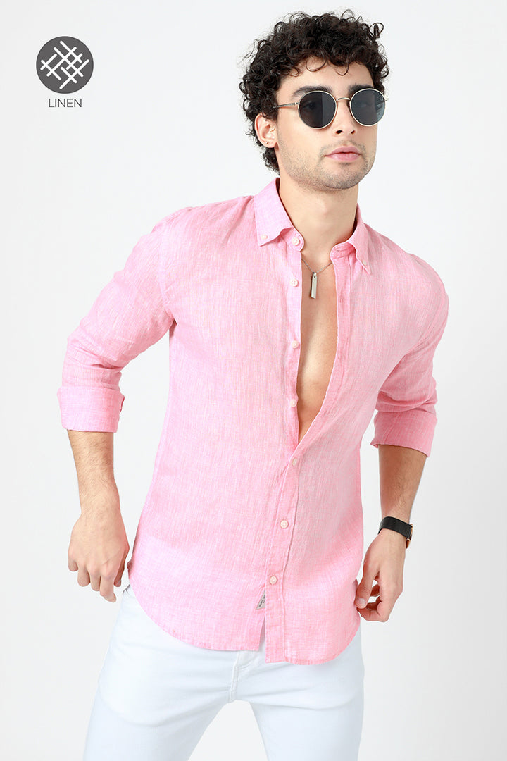 Slender Pink Linen Shirt - SNITCH