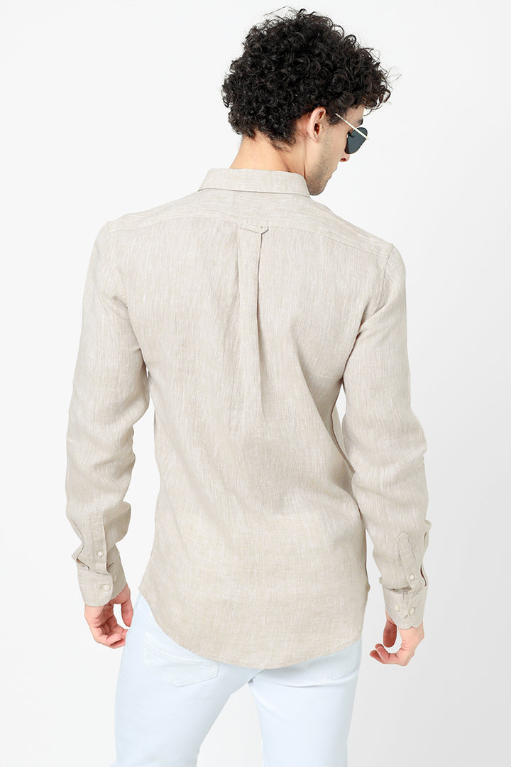 Slender Beige Linen Shirt - SNITCH