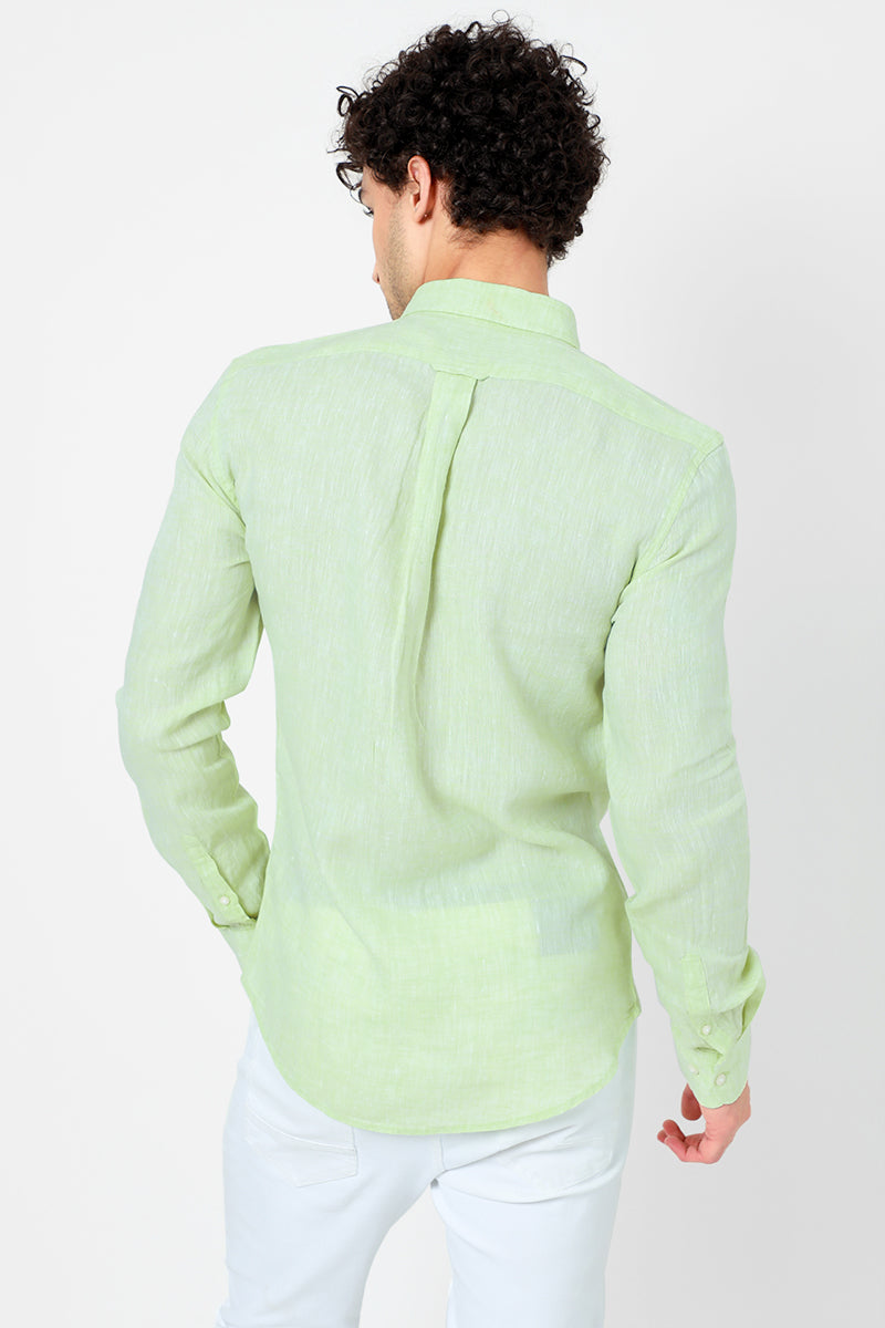 Slender Mint Green Linen Shirt - SNITCH