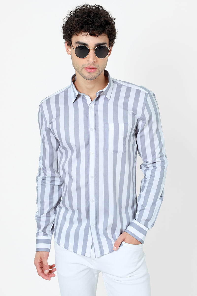 Grand Stripe Grey Shirt - SNITCH