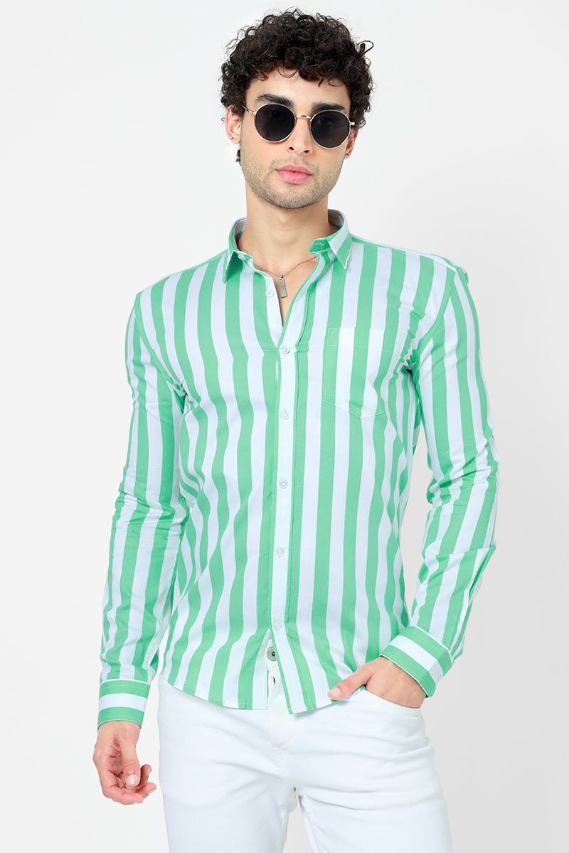Grand Stripe Green Shirt - SNITCH