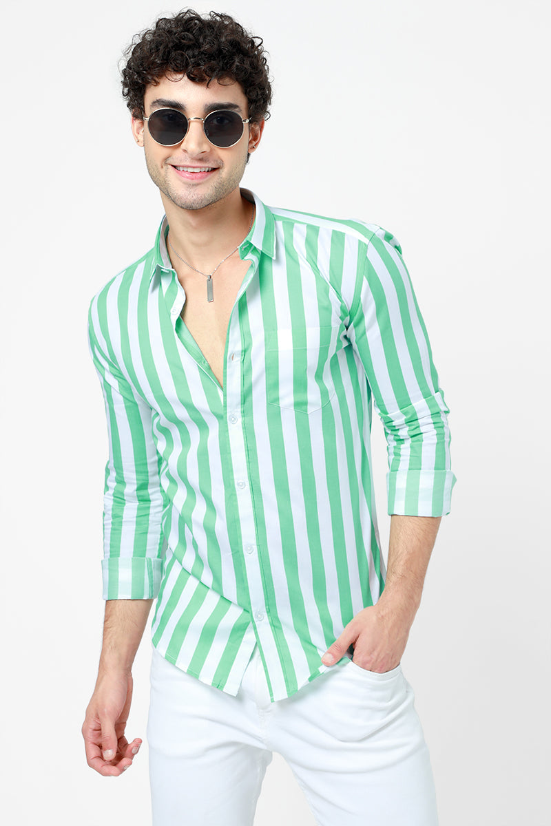 Grand Stripe Green Shirt - SNITCH